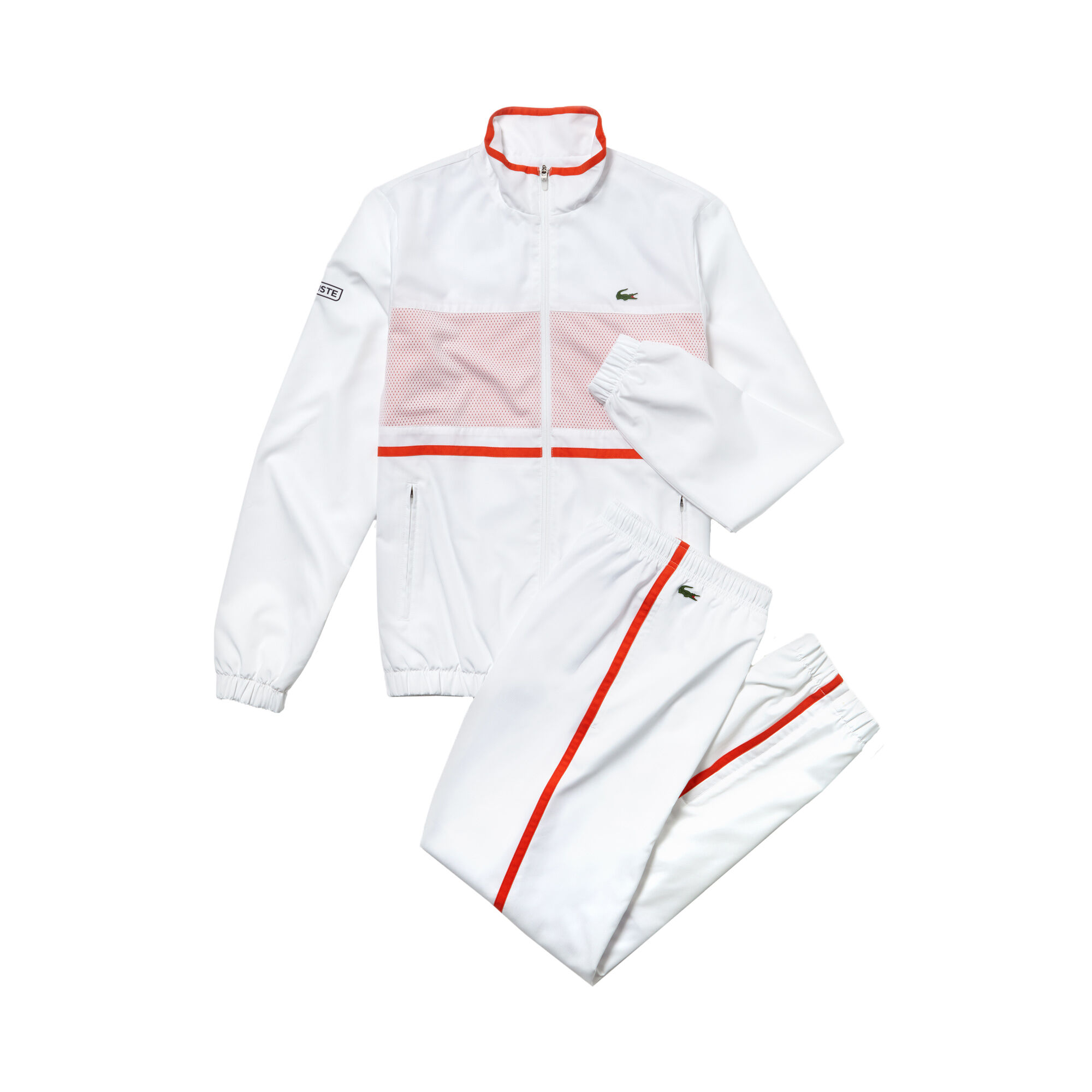 Survetement lacoste rouge et blanc discount