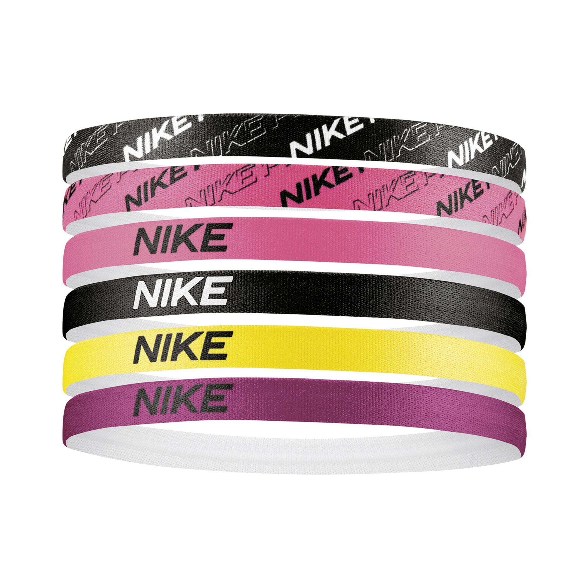 Nike Assorted Bandeau  Cheveux  Pack De 6 Noir Pink 