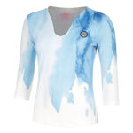 Vêtements BIDI BADU BIDI BADU Watercolour V-Neck Haut Manches Longues Femmes-Blanc,Bleu
