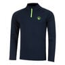 Wild Big Serve 1/4 Zip Haut Manches Longues Hommes-Bleu Foncé,Vert Fluo