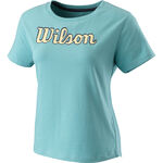 V&ecirc;tements Wilson Wilson Sript Eco T-shirt Femmes-Bleu,Jaune