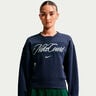 Court Fleece Crew Sweat-shirt Femmes-bleu fonc&eacute;, cr&egrave;me