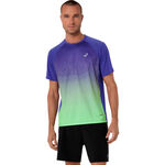 V&ecirc;tements ASICS ASICS Road Fade Maillot de course Hommes-bleu, vert
