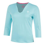 V&ecirc;tements de tennis BIDI BADU BIDI BADU Crew 2.0 V-Neck Haut manches longues Femmes-turquoise