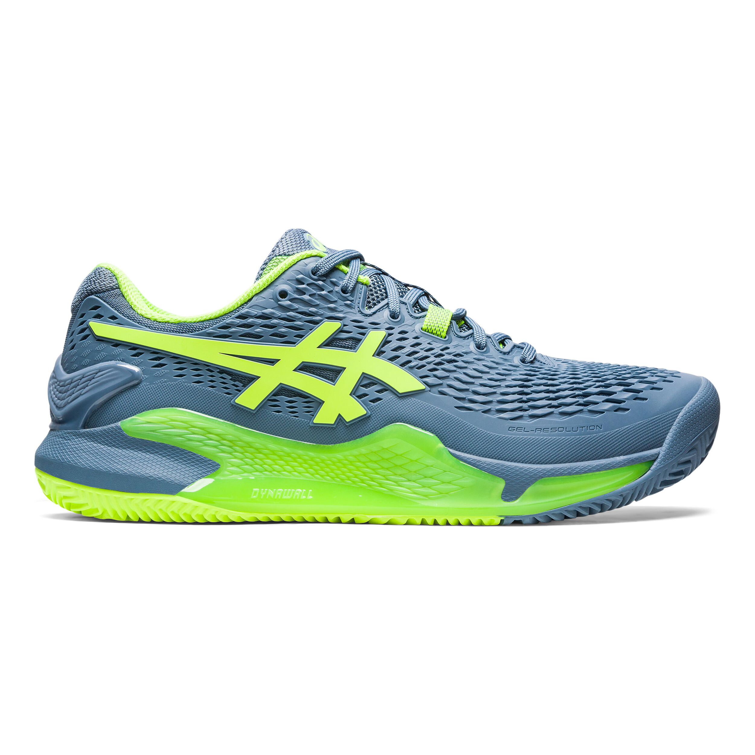 Buy ASICS Gel Resolution 9 CLAY Chaussure Terre Battue Hommes Bleu Vert Fluo online Tennis Point CH