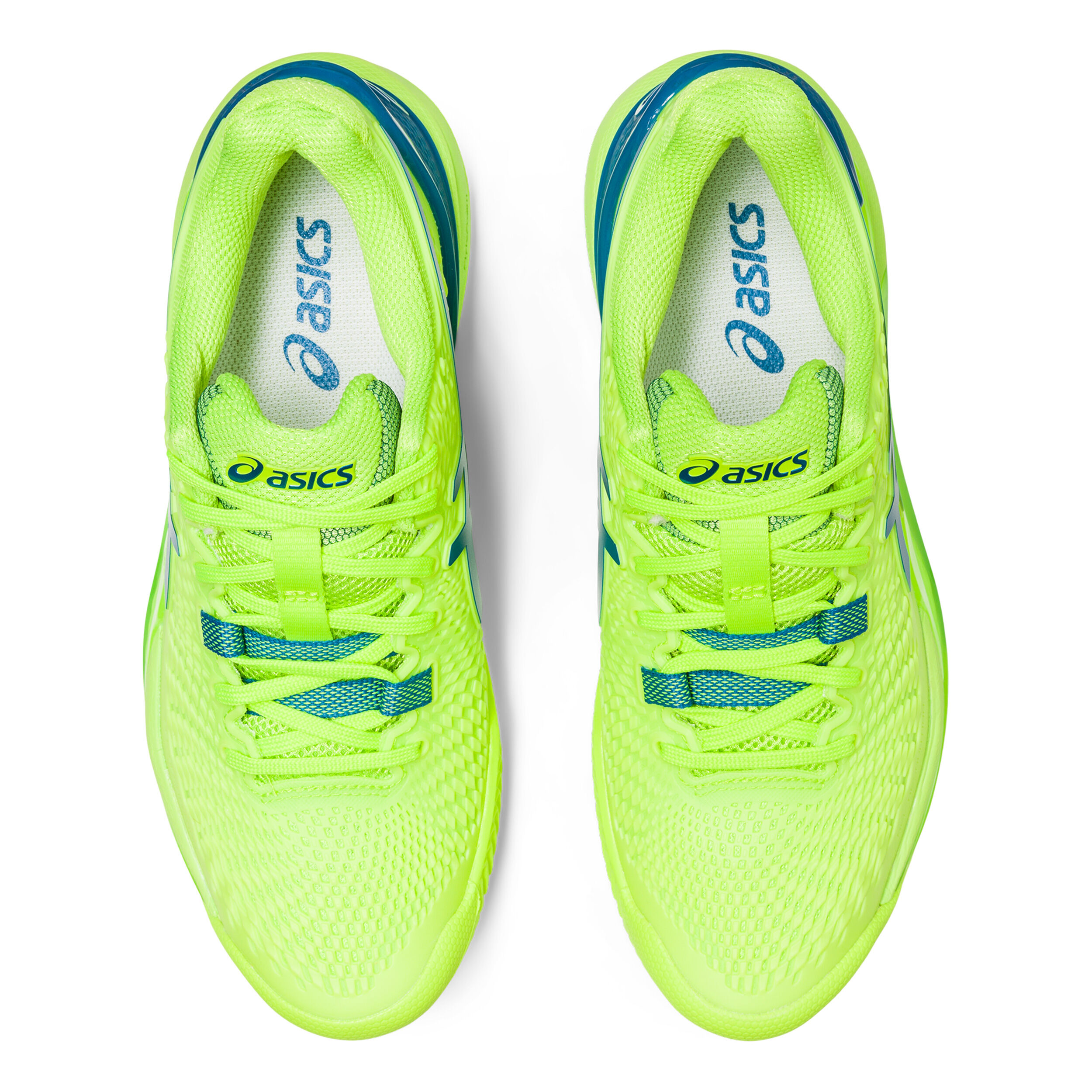Buy ASICS Gel Resolution 9 Chaussure Terre Battue Femmes Vert Fluo Bleu online Tennis Point CH