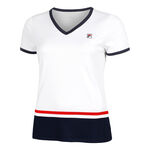 V&ecirc;tements Fila Fila Elisabeth T-shirt Femmes-Blanc,Bleu Fonc&eacute;