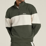 V&ecirc;tements de tennis Wilson Wilson Playstate French Terry 1/2 Zip Sweat-shirt Hommes-vert fonc&eacute;, sand