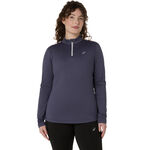 V&ecirc;tements ASICS ASICS Core Winter 1/2 Zip Maillot De Course Femmes-Bleu Gris