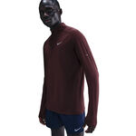 V&ecirc;tements Nike Nike Stride Half-Zip Longsleeve Maillot de course Hommes-rouge fonc&eacute;, argent