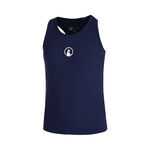 Vêtements de tennis Quiet Please Quiet Please Racerback Débardeur Tank Top Filles-Bleu Foncé,Blanc