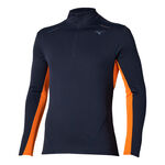 V&ecirc;tements Mizuno Mizuno Tech Thermal Charge Half Zip Maillot De Course Hommes-Bleu