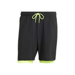 V&ecirc;tements adidas adidas 7in Club 2In1 Shorts Hommes-Noir,Vert Fluo