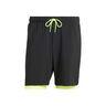 7in Club 2In1 Shorts Hommes-Noir,Vert Fluo