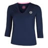 Crew V-Neck Haut Manches Longues Femmes-Bleu Foncé