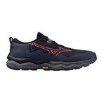 Chaussures de running Mizuno Mizuno Wave Daichi 9 GTX               Chaussure trail Femmes-bleu fonc&eacute;, rouge fluo