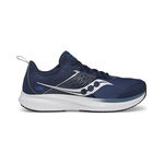 Chaussures de running Saucony Saucony Ride KDZ Chaussure De Running Sans Stabilisateurs Enfants-Bleu Fonc&eacute;,Argent