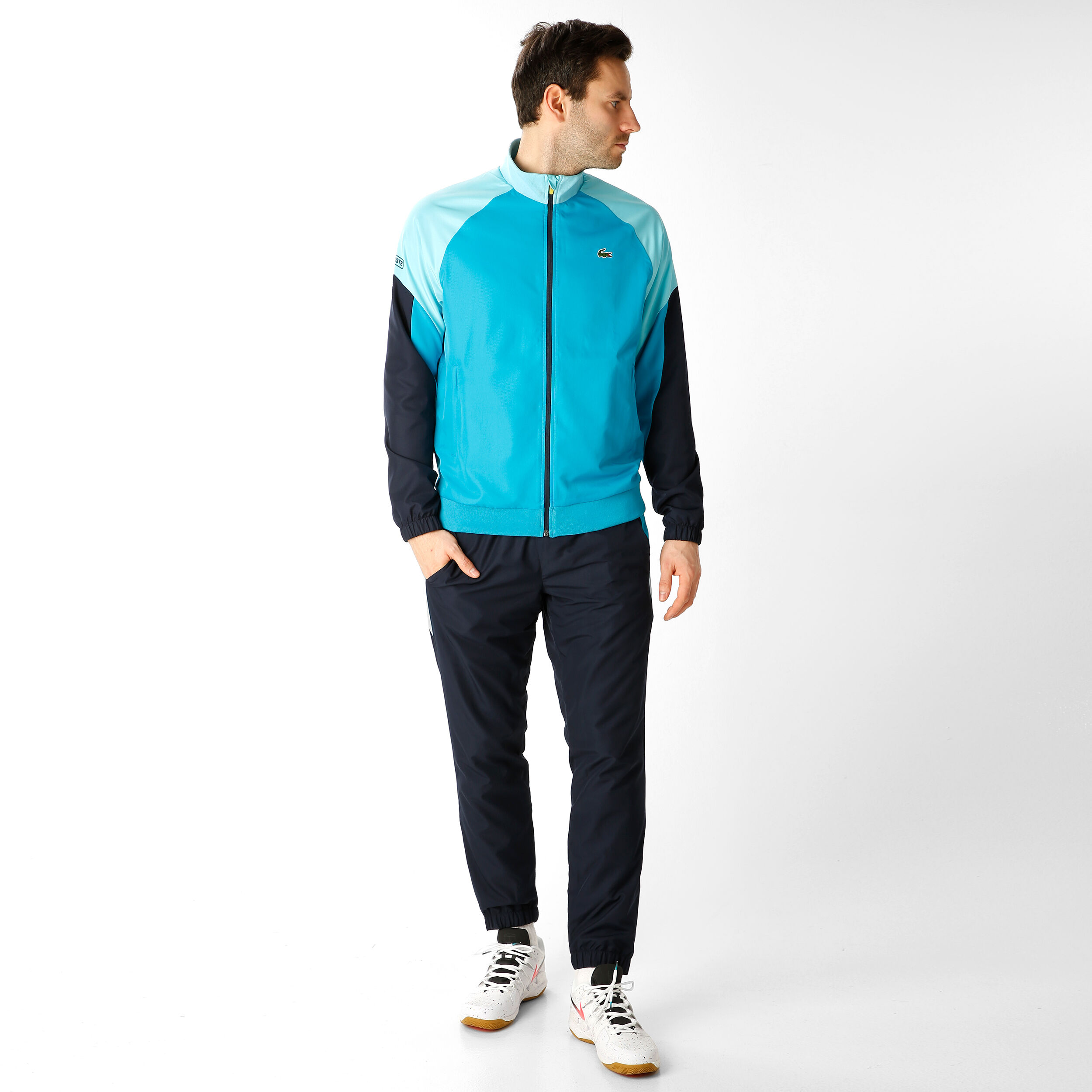Survetement lacoste on sale bleu turquoise