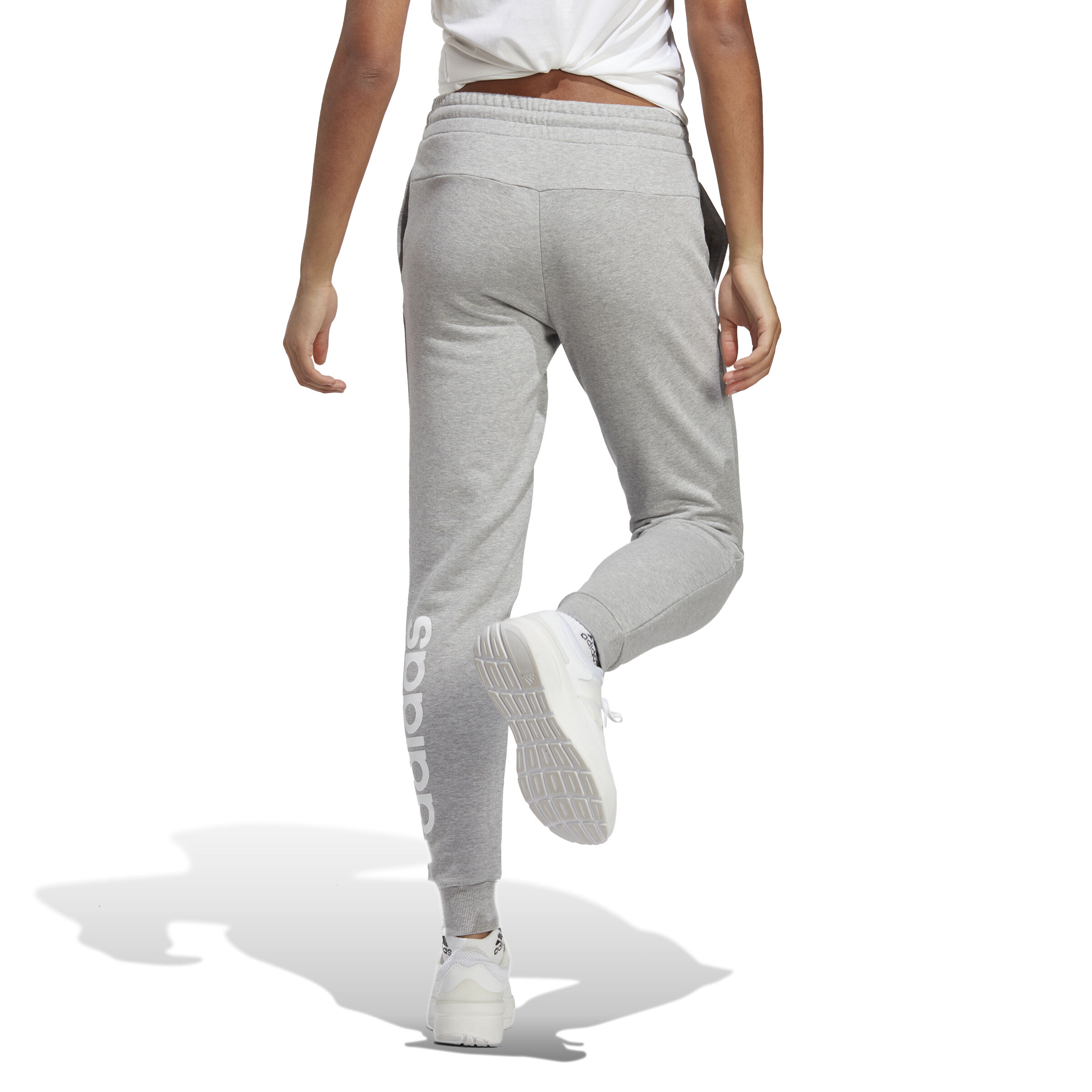Buy adidas Essentials Linear French Terry Cuffed Pantalon Survetement Femmes Gris Clair Blanc online Tennis Point CH