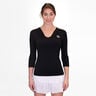 Crew V-Neck Haut Manches Longues Femmes-Noir
