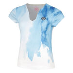 Vêtements BIDI BADU BIDI BADU Watercolour V-Neck T-shirt Femmes-Blanc,Bleu